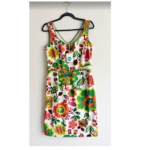Vintage Boden Multi Floral Print Sleeveless Shift Dress - Retro 60s Flower Power
